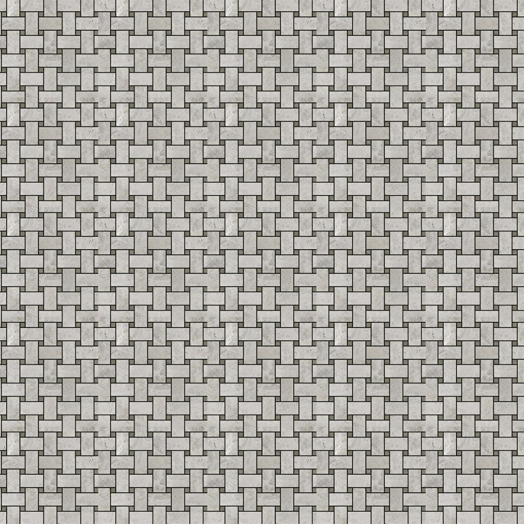 Marble Systems Silver Clouds&tobacco Polished Basket Weave Marble Mosaic 12x12 - Silver Clouds&tobacco