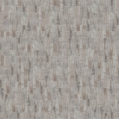 Qualis Ceramica Riviera Tileworks Chelsea 2.8"x6" Silver Industrial Linear Relief Pattern Glazed Ceramic Moisaic - 12" x 12"