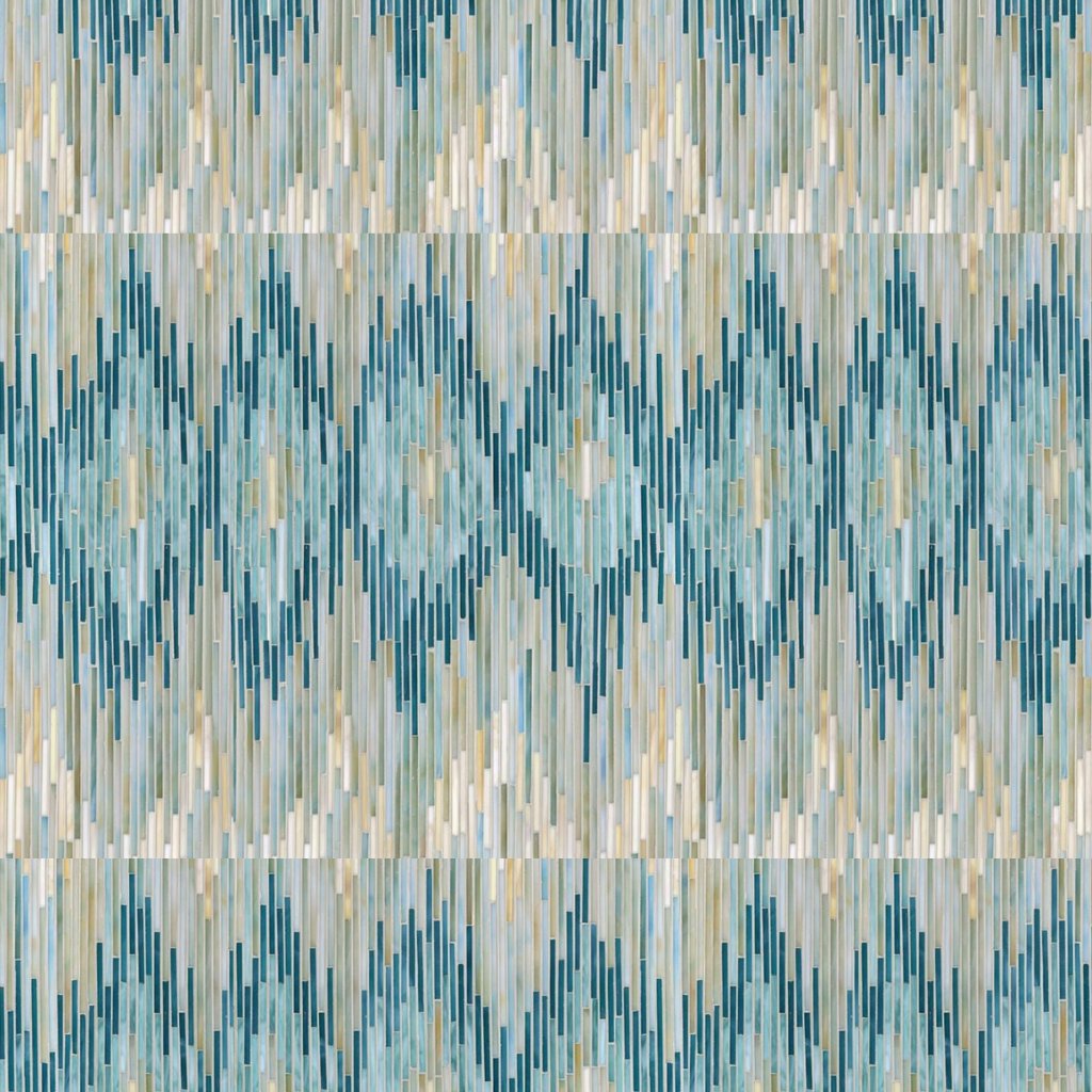 Marble Systems Quartz Aquamarine, Tanzanite Turquoise, Glossy Loom Glass Mosaic 18 3/4x32 13/16 - Quartz Aquamarine, Tanzanite Turquoise,
