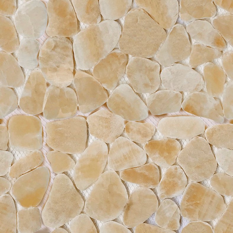 Qualis Ceramica Riviera Tileworks Chelsea Sliced Onyx Crema Polished Mosaic