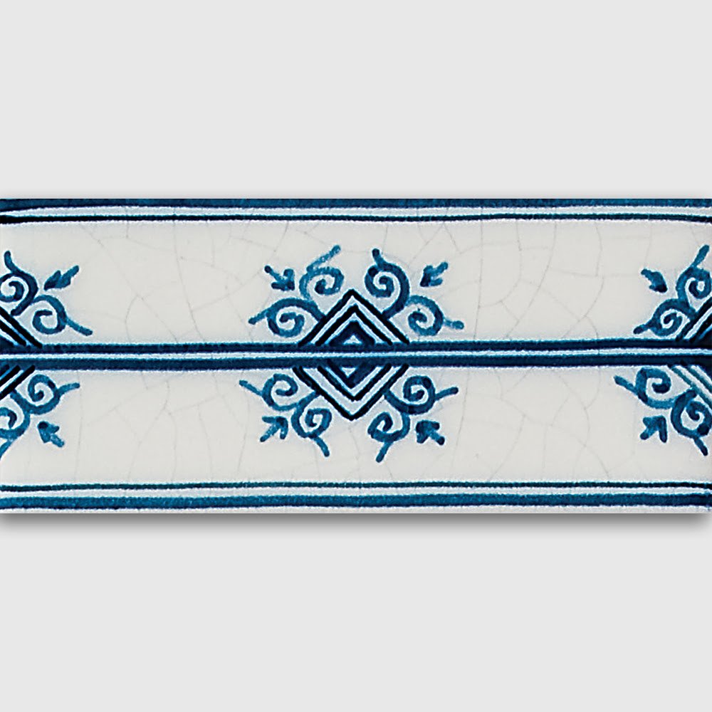 Marble Systems Oxtail Border Blue Glazed Ceramic Border Tiles 2 1/2x5 - Oxtail Border Blue