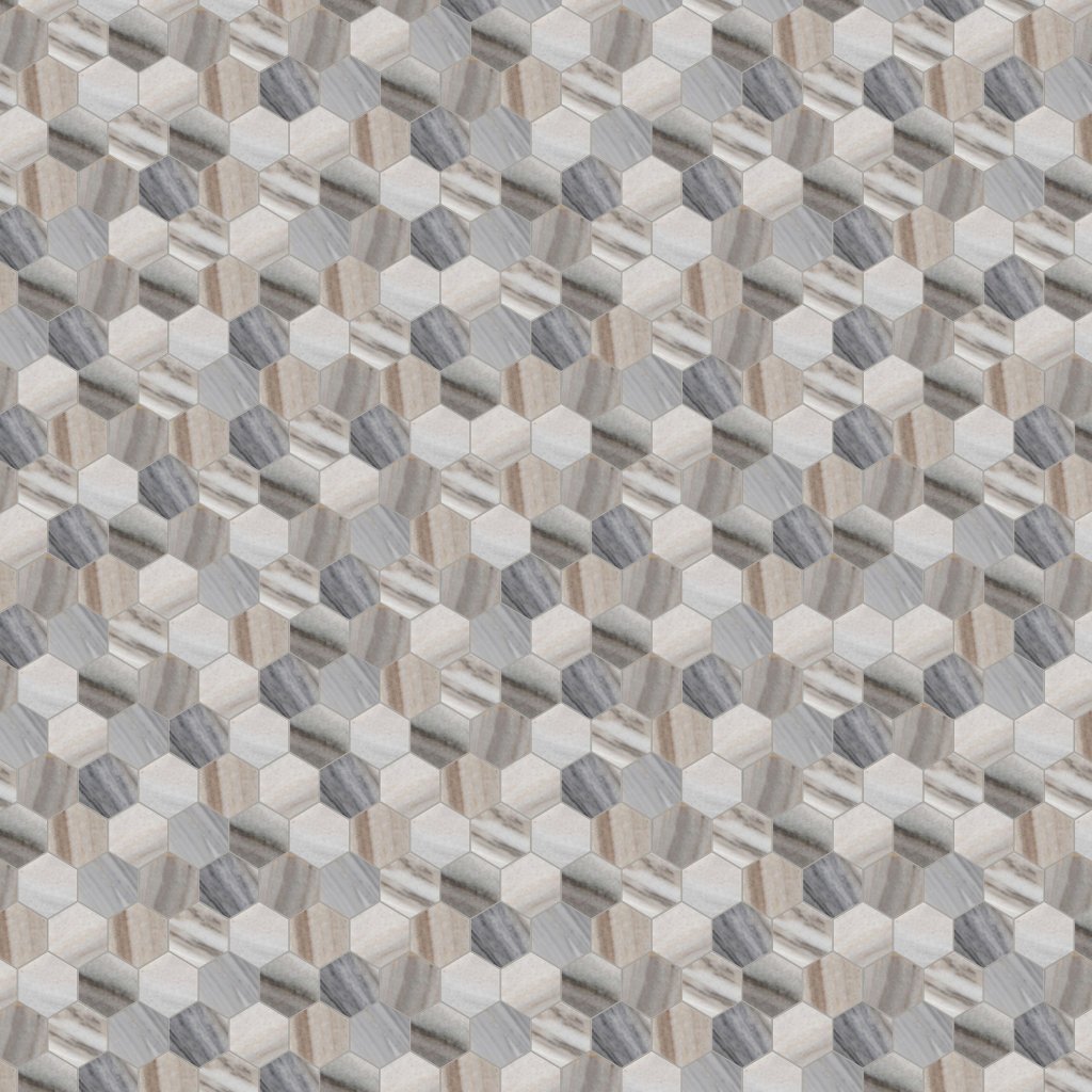 Marble Systems Skyline Honed Hexagon 2 Marble Mosaic 10 3/8x12 - Skyline