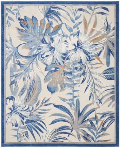 Nourison Home Nourison Pompeii PMP02 5'3" x 7'3" Ivory Blue Tropical Indoor Rug - 7'10" x 9'10"