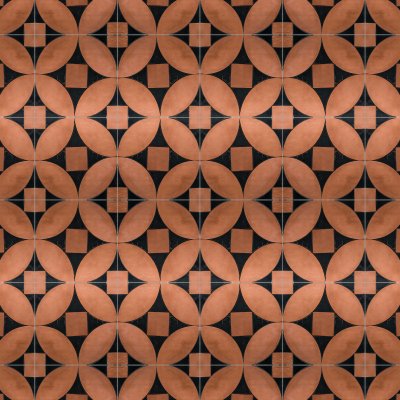Marble Systems Black Honed, Terracotta Honed Emna Marble Mosaic 11 7/16x12 1/2 - Black Honed, Terracotta - 11 7/16" x 12 1/2" x 3/8"