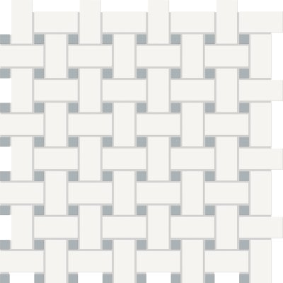 Qualis Ceramica Traditions White W/Cloud Basketweave Matt Mosaic - 11.75" x 11.75"