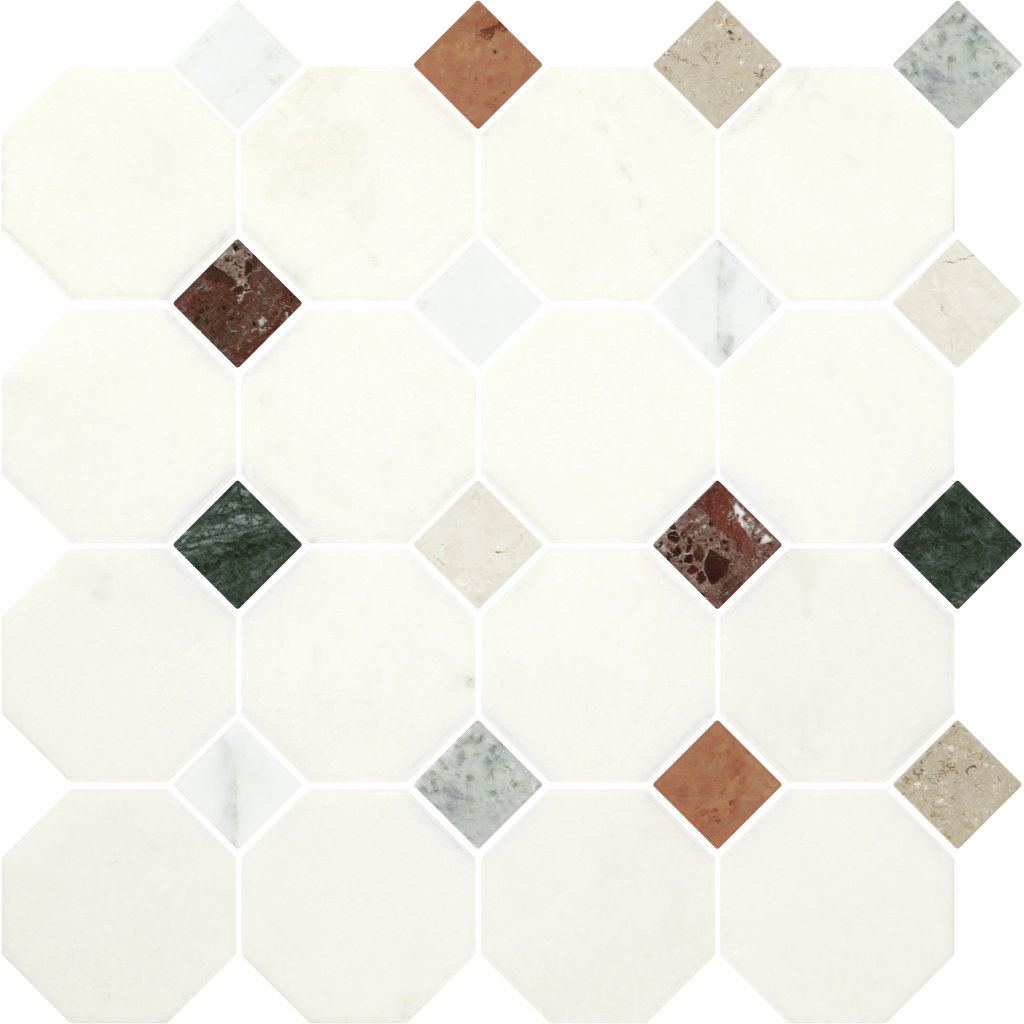 Daltile Renderra Lyon Mystic Blend Courtyard, Oct Dot, Octagon and Dot, Brushed - Mystic Blend Courtyard