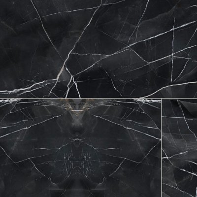 Qualis Ceramica Royal Stoneworks 48X110 Regal Black Vein Polished - Alternating 1/3