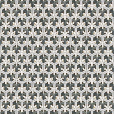 Marble Systems Snow White, Brass, Verde Tia, White Carrara Honed Fence Waterjet Marble Mosaic 12x12 - Snow White - 12" x 12" x 3/8"