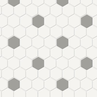 Qualis Ceramica Traditions White W/Taupe 1" Hexagon Matt Mosaic - 11.54" x 11.65"