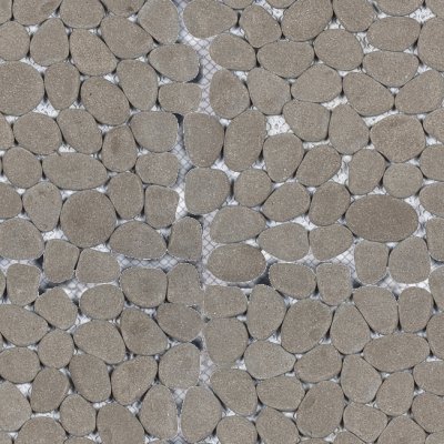 Qualis Ceramica Riviera Tileworks Chelsea Grey Reconstituted Pebble Interlocking Mosaic - 12" x 12"