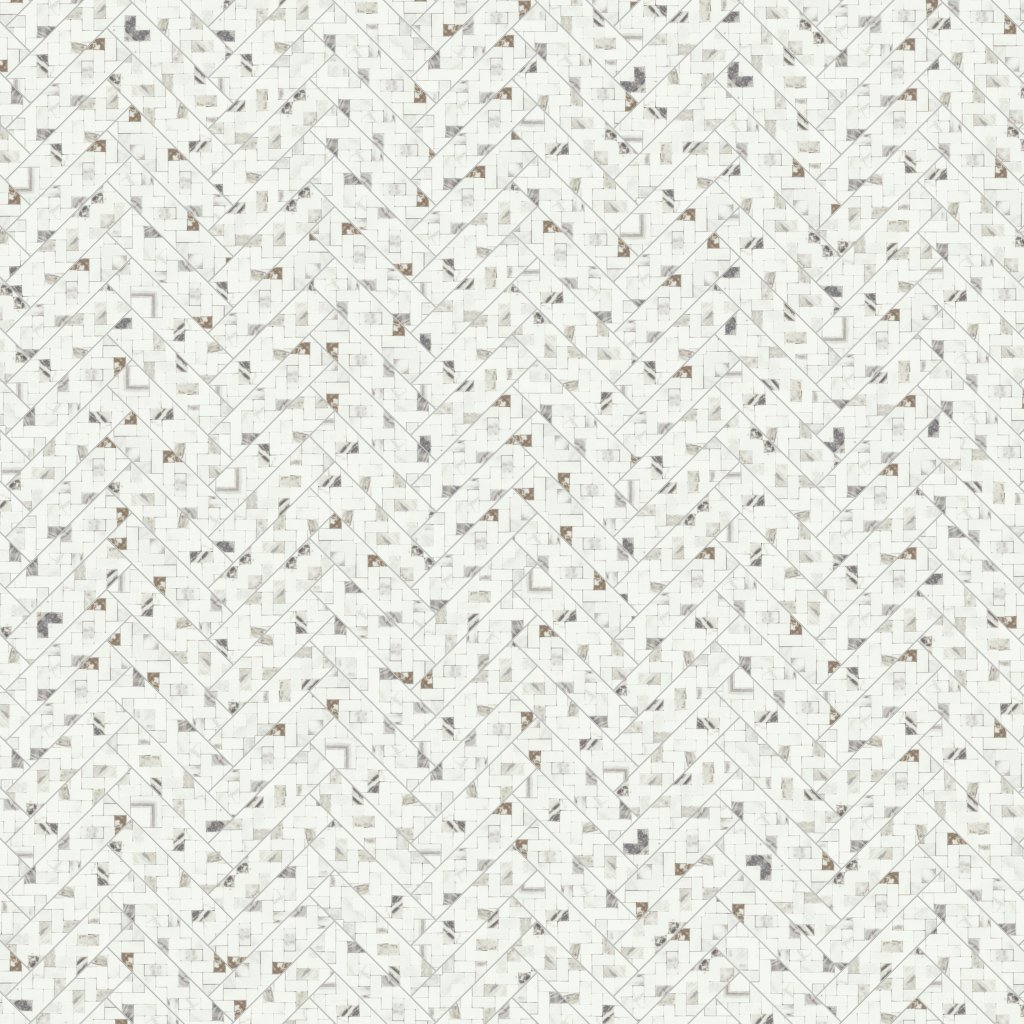 Daltile Eclessia Marble Volakas, Double Herringbone, Polished - Volakas