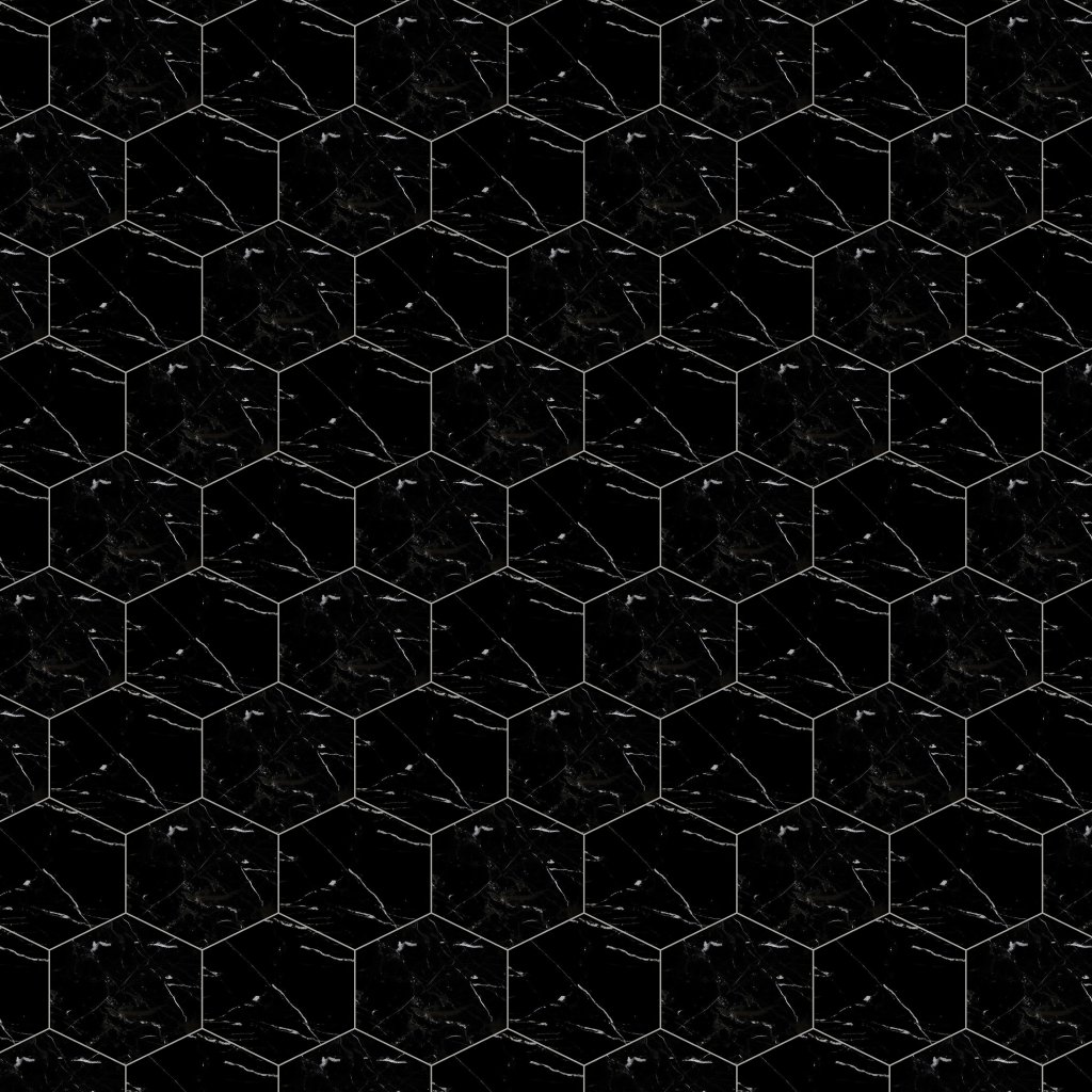 Marble Systems Black Honed Hexagon Waterjet Marble Tile 8x8 - Black