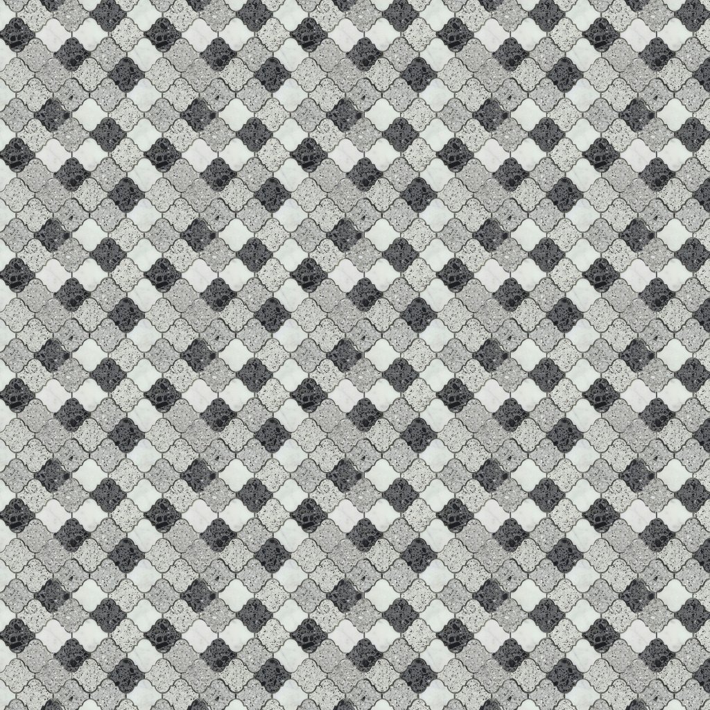 Qualis Ceramica Riviera Tileworks Chelsea Lantern Terrazzo Marble White Grey Black Mix Mosaic