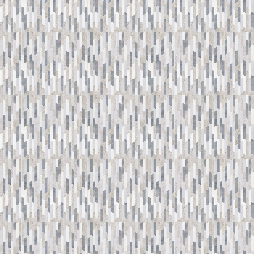 Marble Systems Aspen White, Silver Shadow, Glacier, All Multi Finish Rhodes Marble Mosaic 8 13/16x14 5/16 - Aspen White, Silver Shadow, Glacier, All