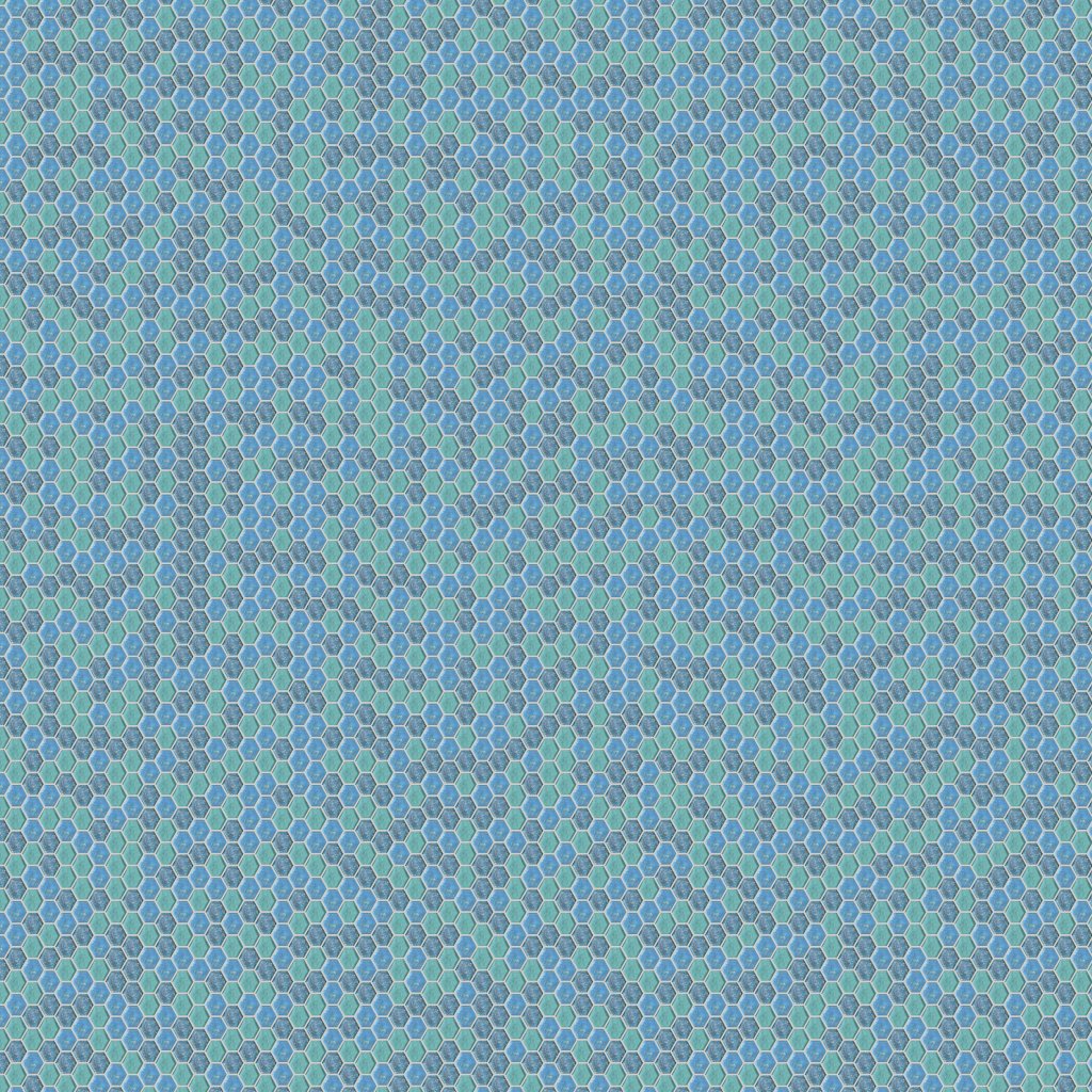 Qualis Ceramica Riviera Tileworks Chelsea Hexagon Mix Blue Glass Mosaic