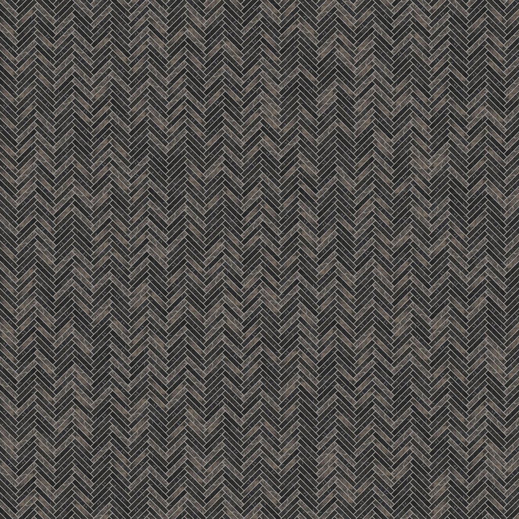 Marble Systems Iris Black Honed Herringbone 5/8x3 Marble Mosaic 10 7/16x12 13/16 - Iris Black