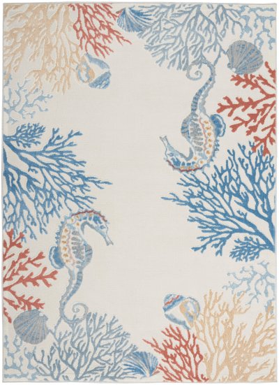 Nourison Home Nourison Pompeii PMP03 5'3" x 7'3" Ivory Multicolor Coastal, Nautical & Beach Indoor Rug - 5'3" x 7'3"