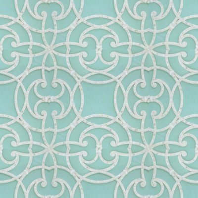 Marble Systems Aquaberyl, Calacatta Multi Finish Abigail Marble Mosaic 28 3/4x28 3/4 - Aquaberyl, Calacatta - 28 3/4" x 28 3/4" x 3/8"