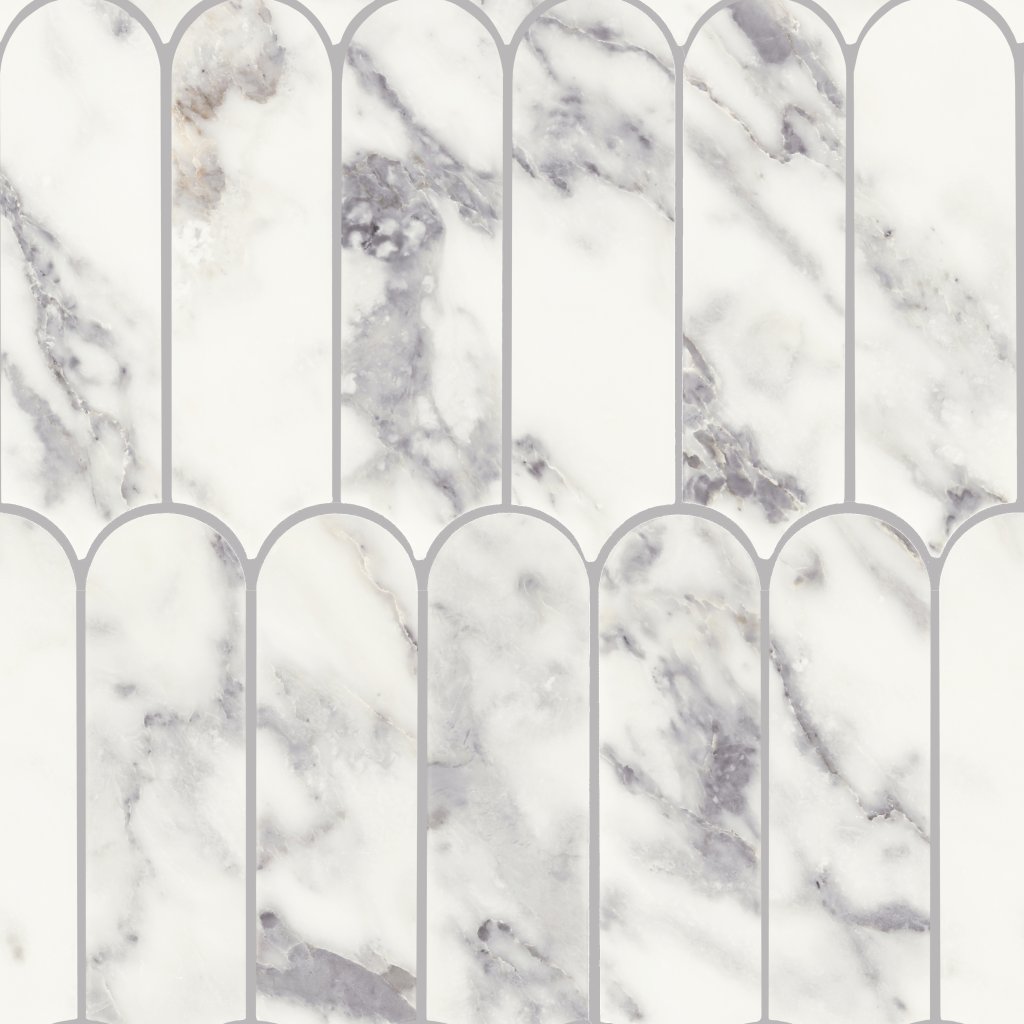 Daltile Eclessia Marble Arabescato Argento, Elongated Fan, Polished - Arabescato Argento