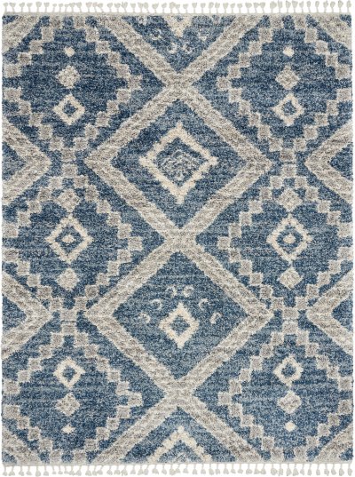 Nourison Home Nourison Scandinavian Shag SCN02 5'3" x 7'9" Denim Blue Shag Indoor Rug - 7'10" x 10'6"