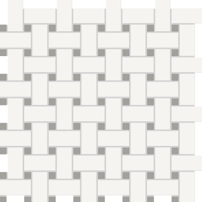 Qualis Ceramica Traditions White W/Taupe Basketweave Matt Mosaic - 11.75" x 11.75"