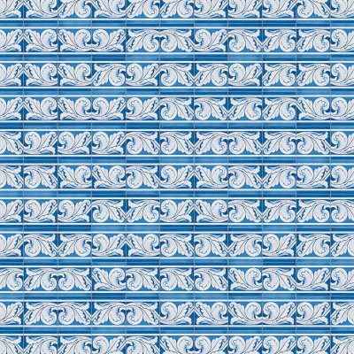 Marble Systems Acanthus Brd Blue Leaf Glazed Ceramic Tile 5 1/2x5 1/2 - Acanthus Brd Blue Leaf - 5 1/2" x 5 1/2" x 1/4"