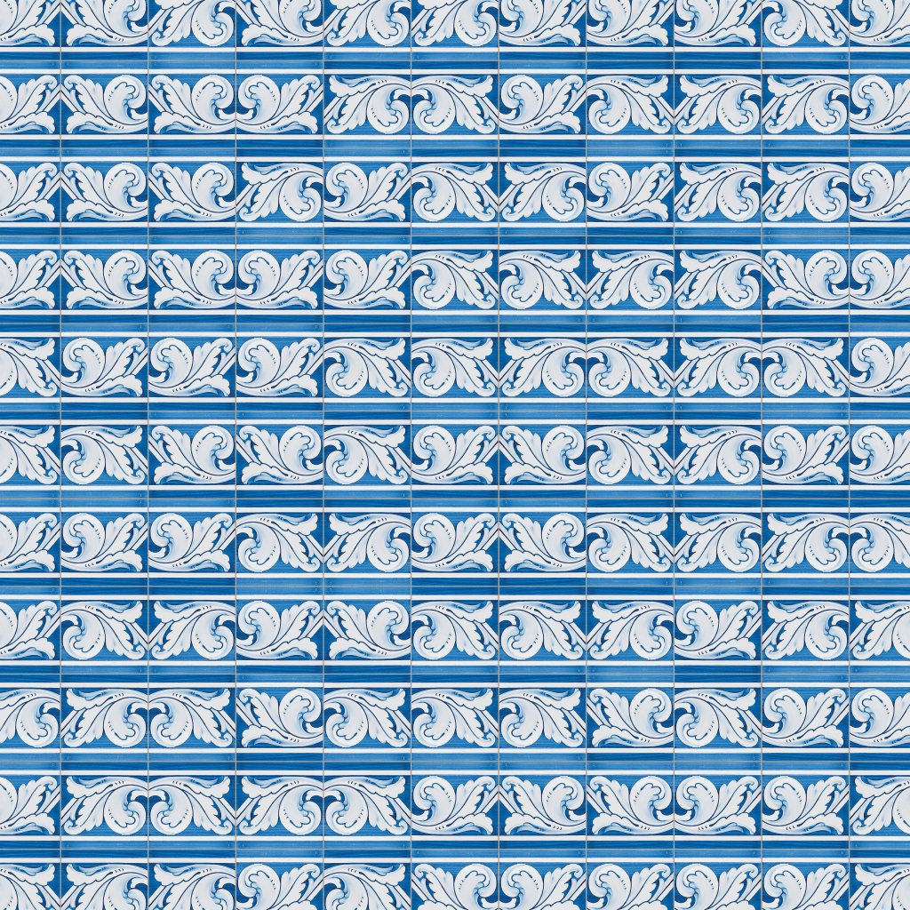 Marble Systems Acanthus Brd Blue Leaf Glazed Ceramic Tile 5 1/2x5 1/2 - Acanthus Brd Blue Leaf