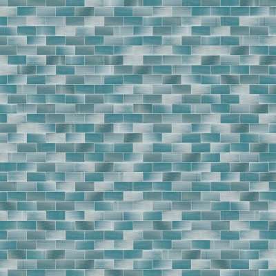 Qualis Ceramica Riviera Tileworks Chelsea 2"x4" Linear aqua Glass Brick Pattern Mosaic - 12" x 12"