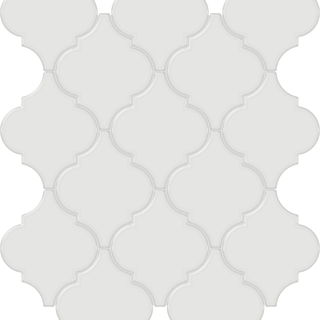 Qualis Ceramica Traditions Vintage Grey Arabesque Glossy Mosaic - Light Grey