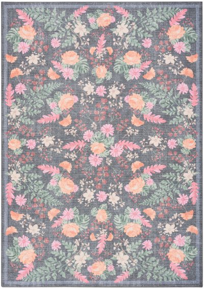 Nourison Home Nourison Botanical Washables BOT02 2' x 6' Charcoal Multicolor Farmhouse Indoor Rug - 5' x 7'