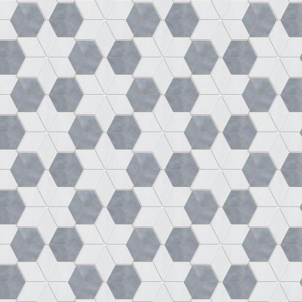 Marble Systems Snow White, Allure Multi Finish Stars Marble Mosaic 14 3/16x14 15/16 - Snow White, Allure