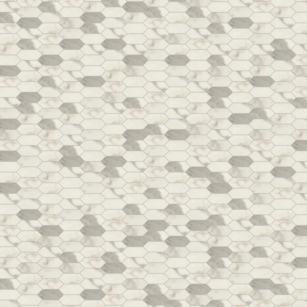 Daltile Marble Attache Calacatta, Linear Hexagon, 2X5, Matte - Calacatta