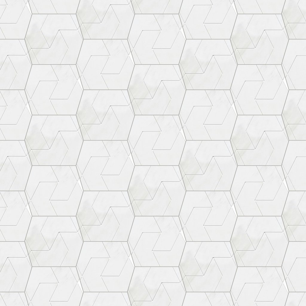 Marble Systems Snow White Polished Ravel Marble Mosaic 3 17/32x6 1/8 - Snow White