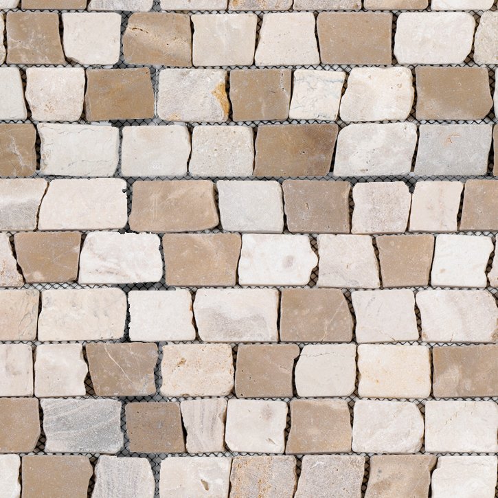 Qualis Ceramica Riviera Tileworks Chelsea Cappuccino Onyx Cream Cubic Brick Marble Interlocking Mosaic