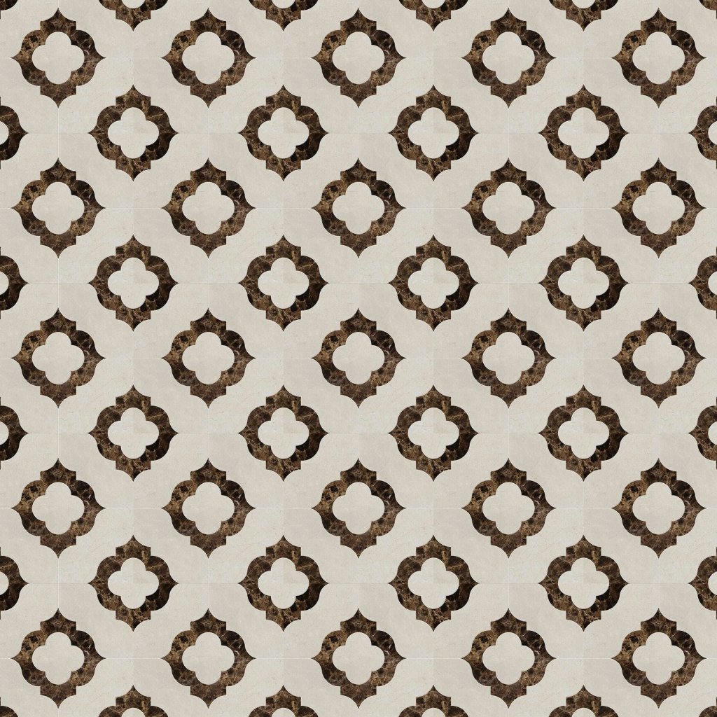 Marble Systems Crema Marfil, Emperador Dark Polished Irene Marble Mosaic 12x12 - Crema Marfil, Emperador Dark