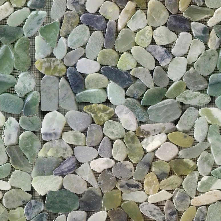 Qualis Ceramica Riviera Tileworks Chelsea Crystal Green Semi-Precious Stone Interlocking Mosaic