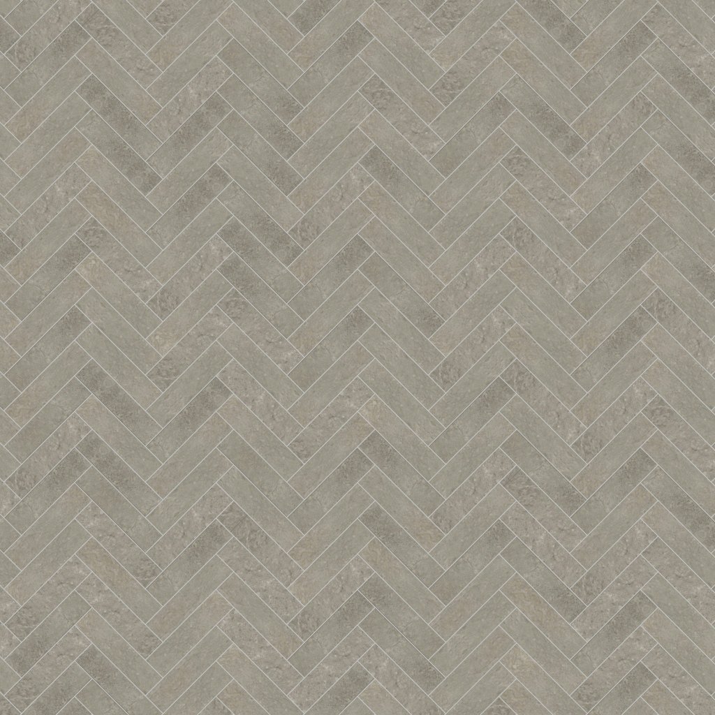 Daltile Rekindle Medium Grey, Herringbone, 2X6, Stepwise, Matte - Medium Grey