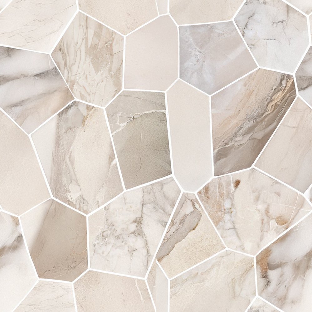 Qualis Ceramica Dynasty 11x12 Eggs Mosaic Almond Polished/matt - Beige