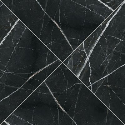 Qualis Ceramica Royal Stoneworks 48X48 Regal Black Vein Polished - Herringbone