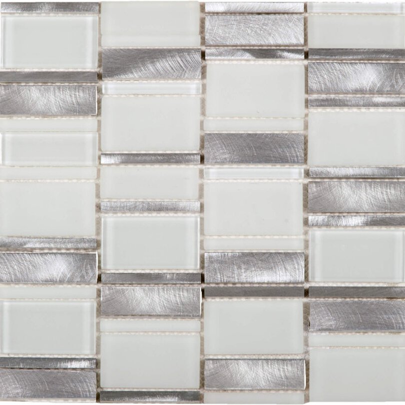 Qualis Ceramica Riviera Tileworks Chelsea White Glass & Aluminum Mix Mosaic