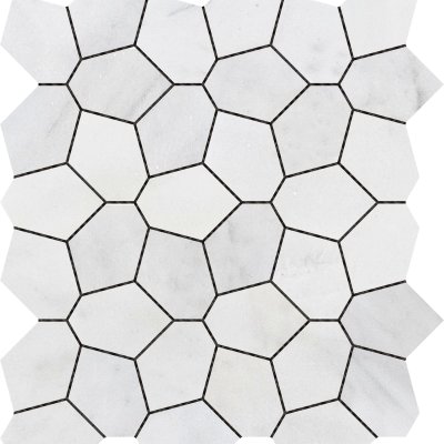 Qualis Ceramica Chelsea Collection Irregular Hexagon White Grey Marble - 10" x 11"