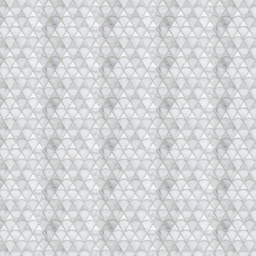 Marble Systems Glacier, Skyline Multi Finish Modern Scale Waterjet Marble Mosaic 12 3/4x12 - Glacier, Skyline