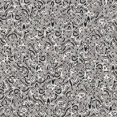 Qualis Ceramica Riviera Tileworks Chelsea 4"x4" Maori Native Series Black & White Glazed Ceramic Mosaic - 12" x 12"