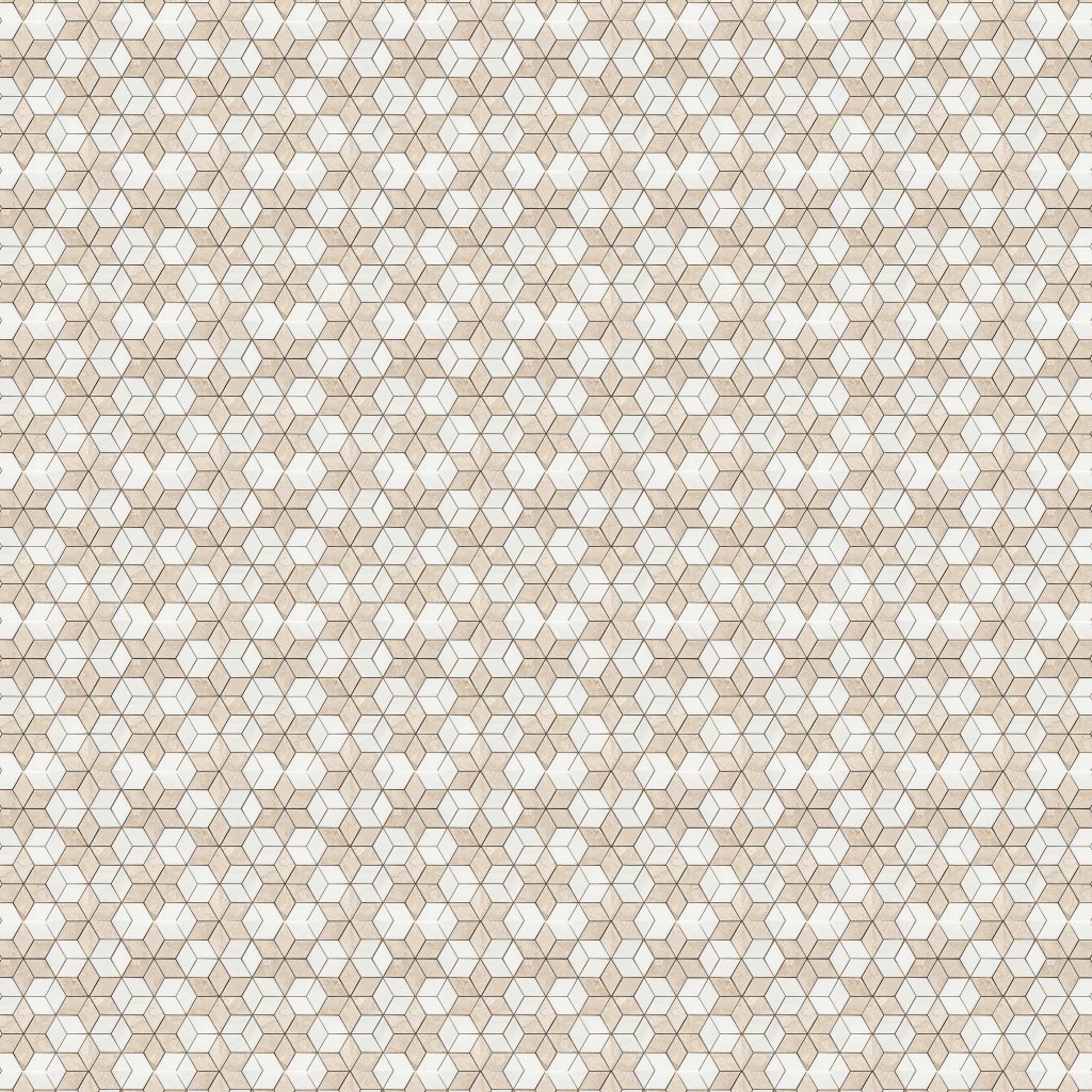 Marble Systems Diana Royal, Snow White Multi Finish Stars Marble Mosaic 14 3/16x14 15/16 - Diana Royal, Snow White