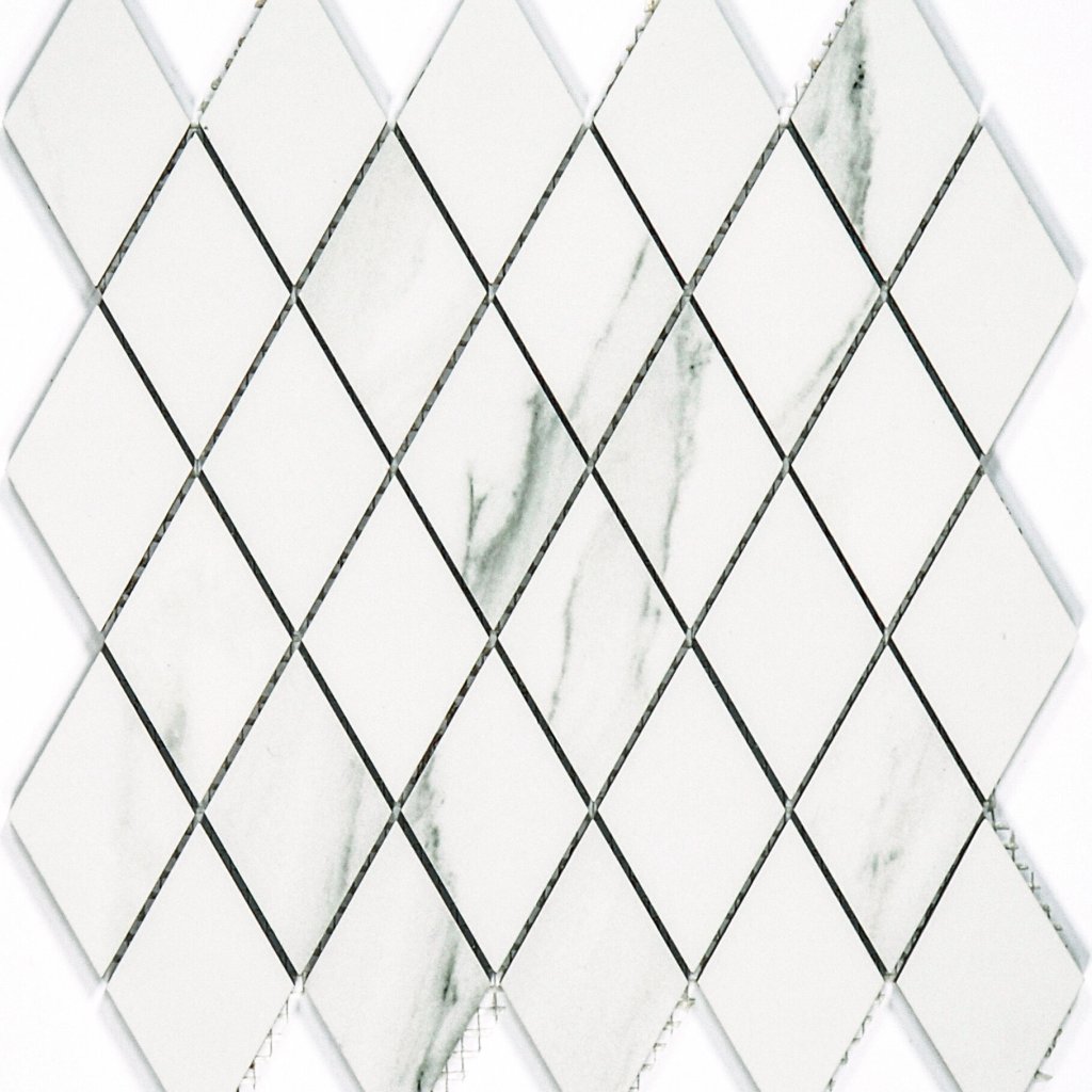 Qualis Ceramica Treasure Statuario Polished Diamond Mosaic - Grey