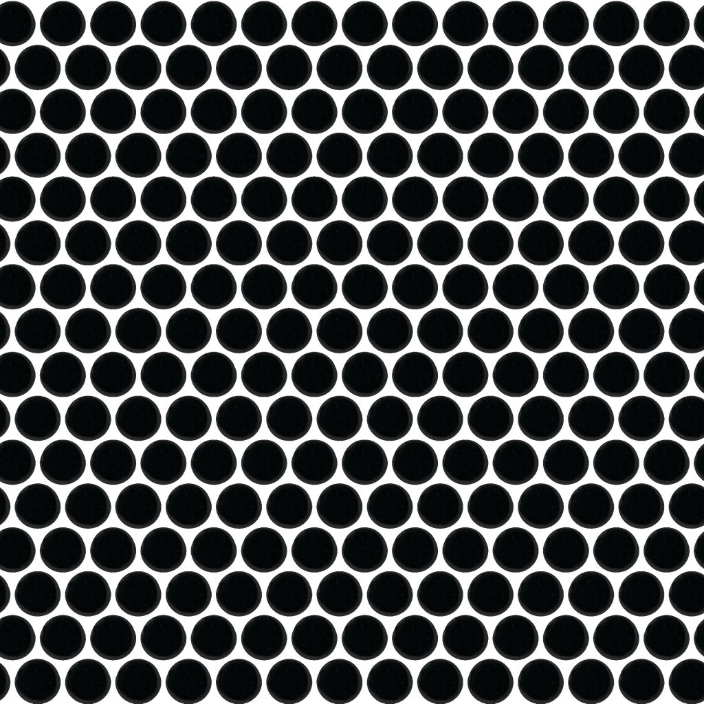 Daltile Color Wheel Mosaic Matte Black, Penny Rounds, Matte - Matte Black