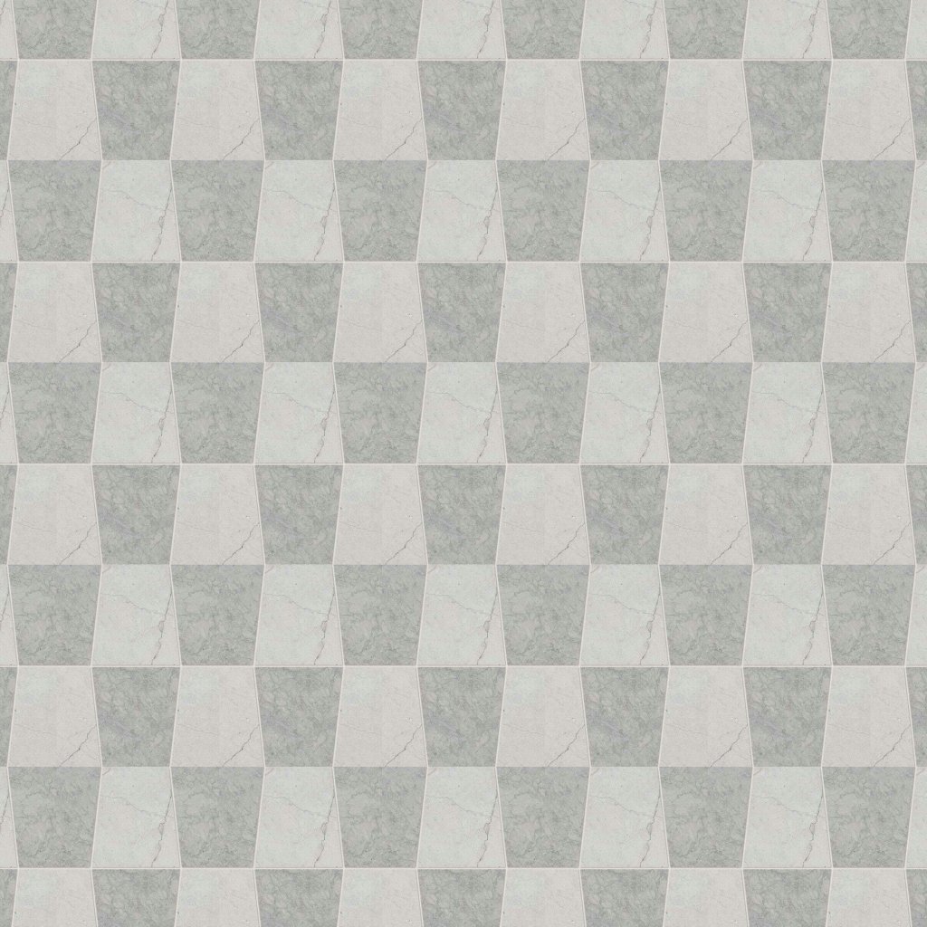 Marble Systems Britannia, Britannia Dark, Afyon Gray Honed Tapered Waterjet Marble Mosaic 12 1/2x12 - Britannia, Britannia Dark, Afyon Gray