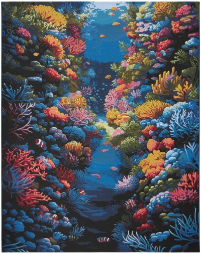 Nourison Home Nourison Color Splash CSP03 4' x 6' Multicolor Coastal, Nautical & Beach Rug - 7'10" x 9'10"