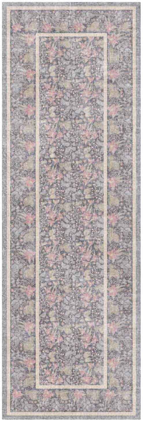Nourison Home Nourison Botanical Washables BOT03 2' x 6' Charcoal Multicolor Farmhouse Indoor Rug