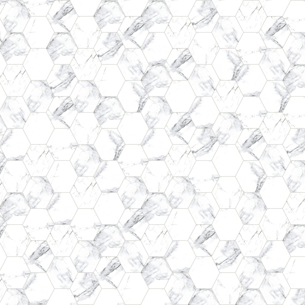 Qualis Ceramica Treasure 6" Hexagon Ice White Marble Carve - White